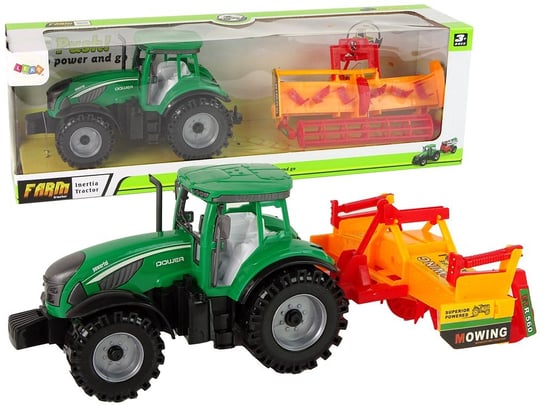 Zielony Traktor z Pomarańczowym Kultywatorem Napęd dla Dzieci Import LEANToys Inna marka