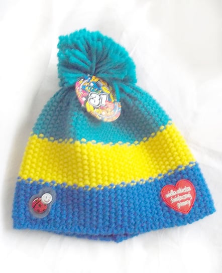 zimowa czapka wośp - turkusowo-żółto-niebieska Inna marka