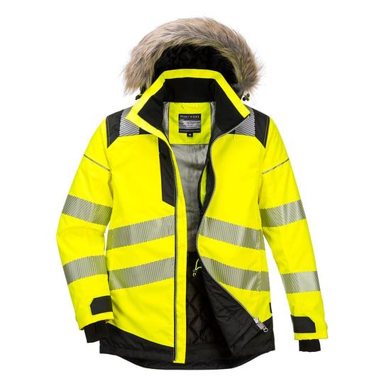 Zimowa kurtka ostrzegawcza PW3 Czarny Żółty 2XL Portwest