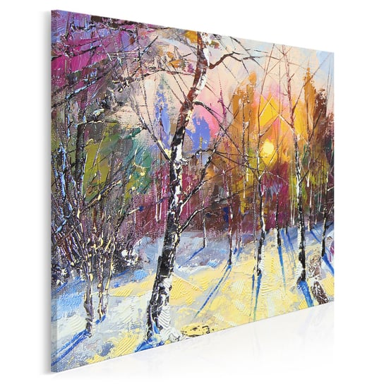 Zimowy poranek - nowoczesny obraz na płótnie - 80x80 cm VAKU-DSGN Nowoczesne obrazy