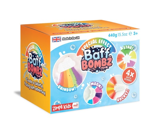 Zimpli Kids, Bomby do kąpieli zmieniające kolor wody, zestaw 4 szt., Rainbow Baff Bombz Zimpli