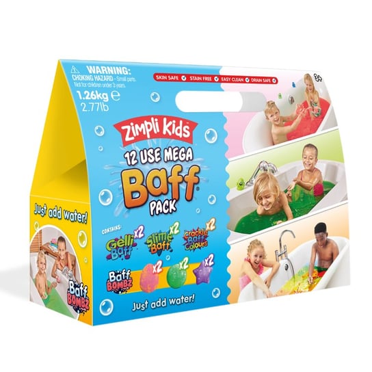 Zimpli Kids, Zestaw kształtów i proszków do kąpieli, 16 szt. (7 rodzajów), Mega Baff Pack Zimpli
