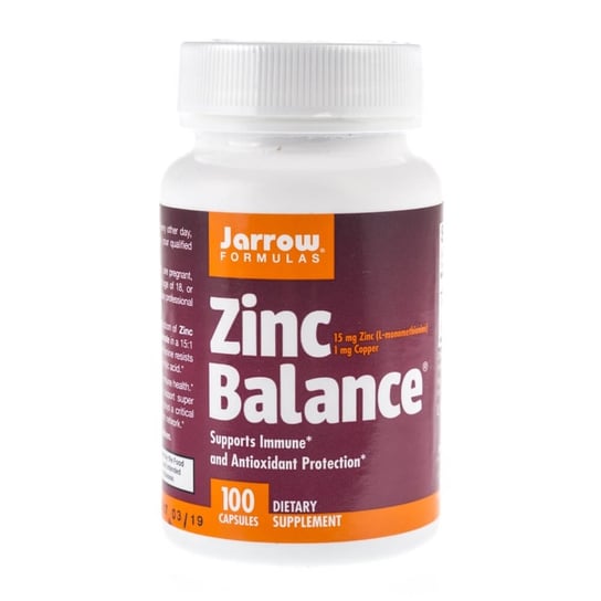 Zinc Balance JARROW FORMULAS,  Suplement diety, 100 kaps. Jarrow Formulas
