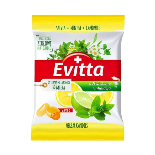Ziołowe cukierki bez cukru z witaminą C cytryna, limonka i mięta / Evitta Inny producent