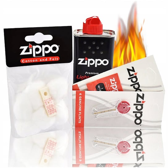 ZIPPO ORYGINALNY ZESTAW - BENZYNA + KNOT + KAMIENIE + WACIKI DO ZAPALNICZEK Zippo