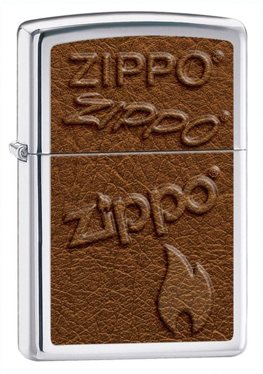 Zippo, Zapalniczka, Logo Leather Image, High Polish Chrome Zippo