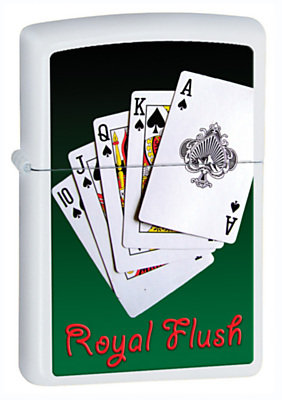 Zippo, Zapalniczka, Playing Cards Royal Flush, White Matte Zippo