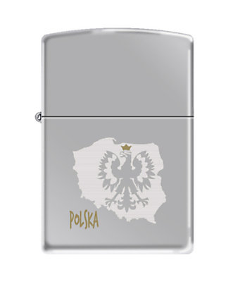 Zippo, Zapalniczka, Polska, mapa- grawer dwa kolory, High Polish Chrome(B) Zippo