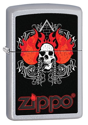 Zippo, Zapalniczka, Skull Flames Chain Zippo
