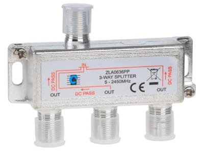ZLA0636PP Splitter 3way 5-2450MHz power pass Cabletech
