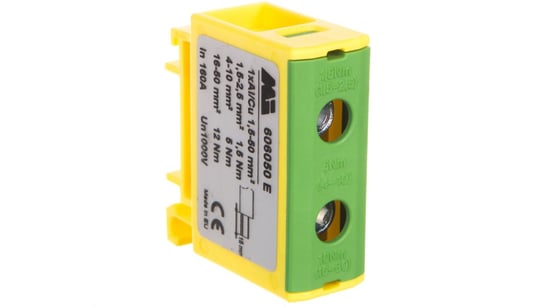 Złączka szynowa 1-torowa 1,5-50mm2 żółto-zielona EURO OTL 50 1xAl/Cu 606050E EM GROUP