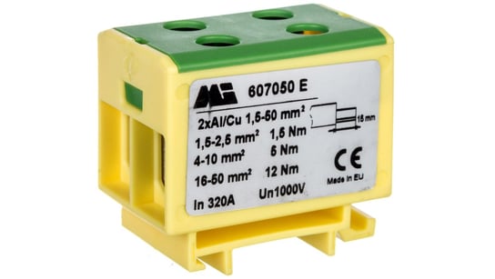 Złączka szynowa 2-torowa 1,5-50mm2 żółto-zielona EURO multiOTL 50 2xAl/Cu 607050 E EM GROUP