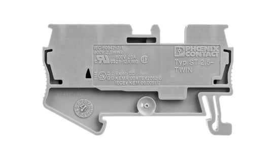 Złączka szynowa 3-przewodowa 0,08-4mm2 szara ST 2,5-TWIN 3031241 /50szt./ PHOENIX CONTACT