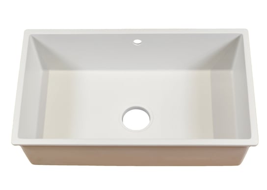 Zlewozmywak jednokomorowy, biały, nakładany, 74 x 44 cm, kwarc IdealStones