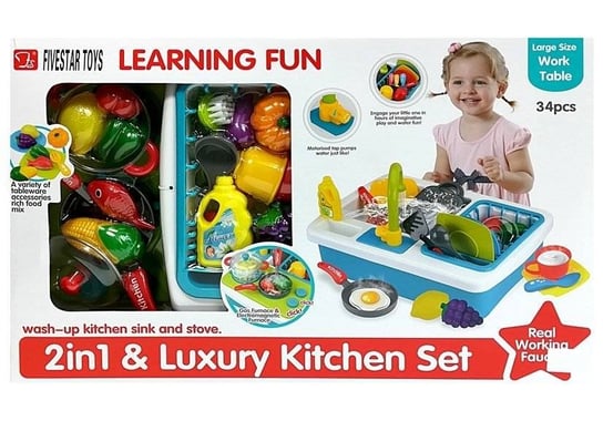 Zlewozmywak z kuchenką do Zabawy w Kuchnię z Wodą Lean Toys