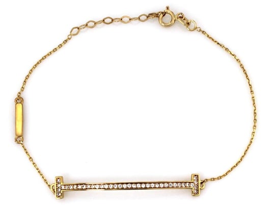 Złota bransoletka 585 łańcuszek z rzędem cyrkonii Lovrin