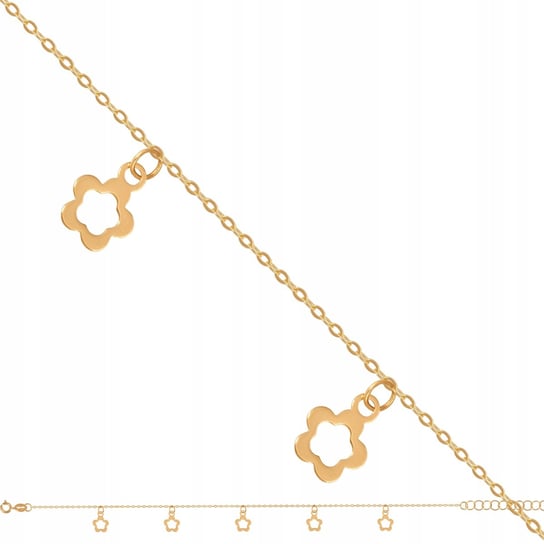 Złota bransoletka damska 0.85 g 20 cm DZIEŃ KOBIET Rodium
