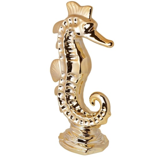 Złota Figurka Ceramiczna - Dekoracyjny Konik Morski Kabello 29 Cm Duwen