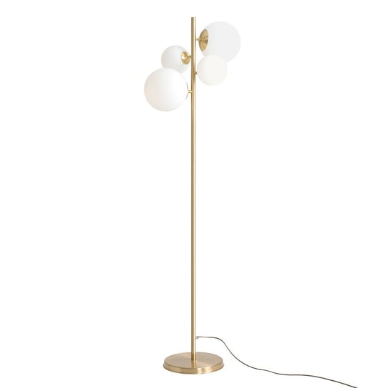 Złota lampa podłogowa Bloom stojąca do salonu szklane kule Aldex