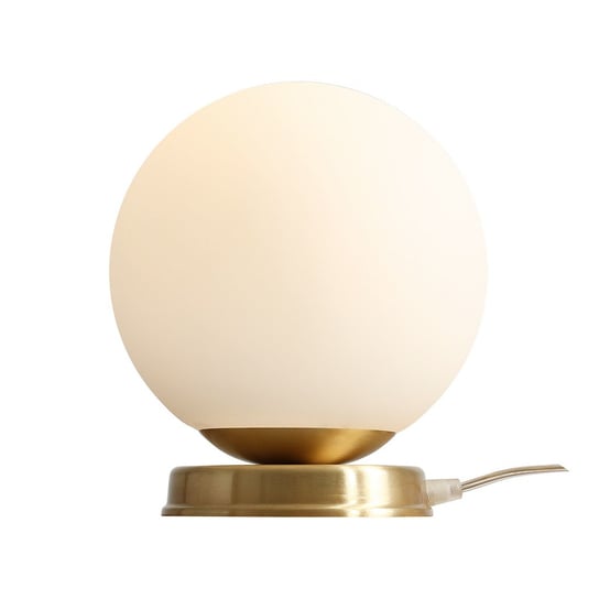 Złota lampa stołowa Ball szklana kula do gabinetu okrągła Aldex