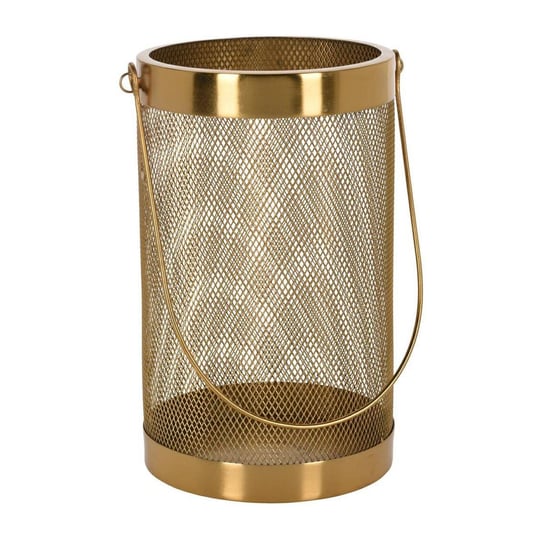 Złota Latarnia Lampion Dekoracyjny Metalowy 25,5 Cm H&S Decoration