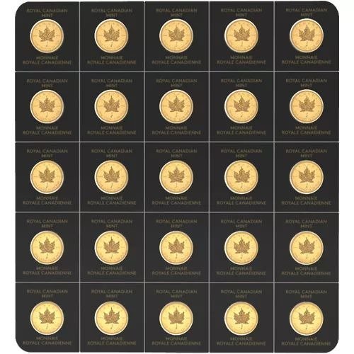 ZŁOTA MONETA KANADYJSKI LIŚĆ KOLONWY MAPLEGRAM 25 x 1g The Royal Canadian Mint
