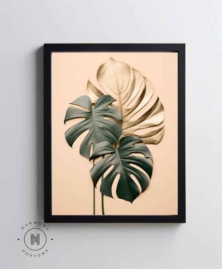 Złota monstera - 40x50 cm - Bez ramy Harmony Posters