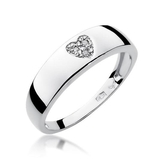 Złota obrączka pierścionek serce brylant Modern : ROZMIAR PIERŚCIONKA - ZŁOTO - 18, Złoto - próba - próby 585 białe GIORRE