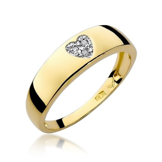Złota obrączka pierścionek serce brylant Modern : ROZMIAR PIERŚCIONKA - ZŁOTO - 18, Złoto - próba - próby 585 żółte GIORRE