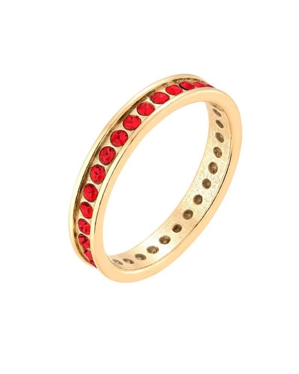 Złota obrączka z czerwonymi kryształami Preciosa r.18 sotho