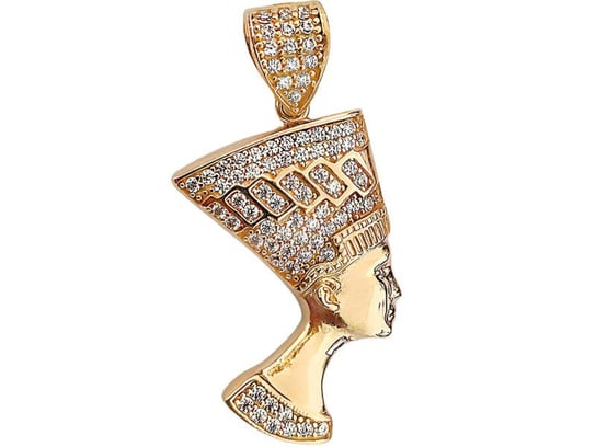 Złota przywieszka 585 elegancki wzór popiersie Nefretete egipska królowa z cyrkoniami Lovrin