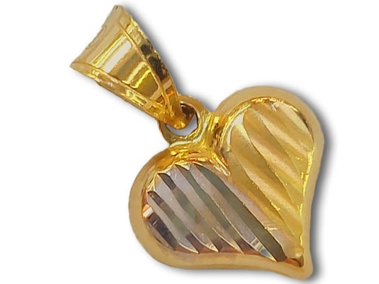 Złota przywieszka 585 serce grawerowane dwa kolory złota Lovrin