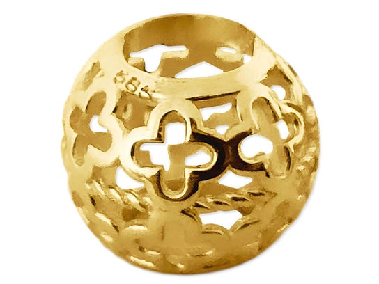 Złota przywieszka beads 585 ażurowa kuleczka gładka w koniczynki na prezent Lovrin
