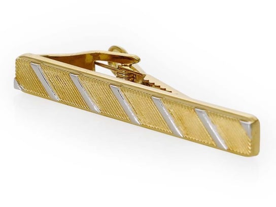 Złota spinka do krawata - srebrne paski ZS70 Modini