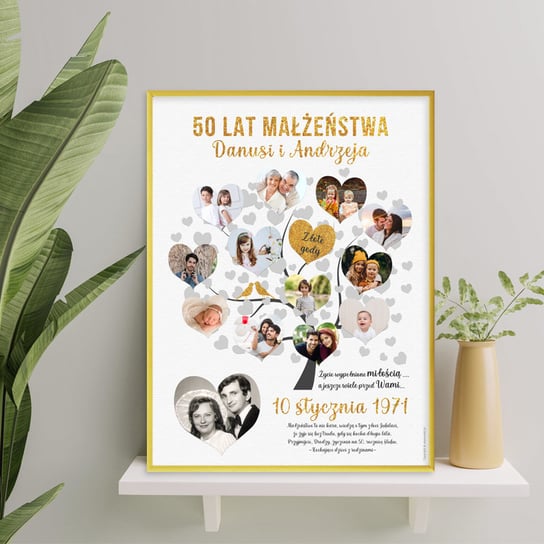 ZŁOTE GODY Prezent Plakat 50 Rocznica Ślubu + Ramka A3 Memorabli