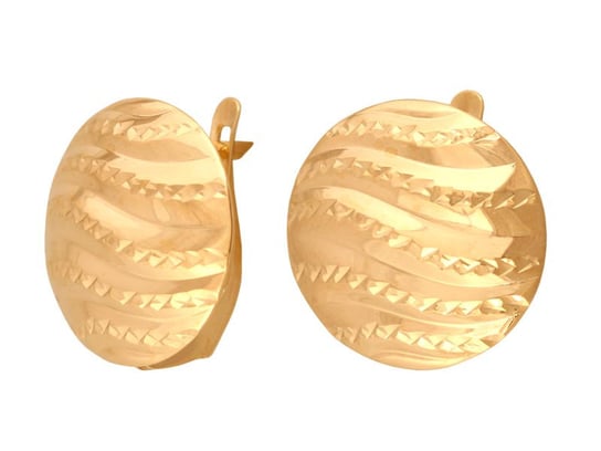 Złote Kolczyki 585 Okrągłe Ze Wzorem 3,50G Lovrin