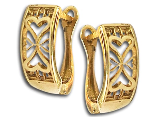 Złote Kolczyki 585 Przecinki Ażurowe Z Sercem Lovrin