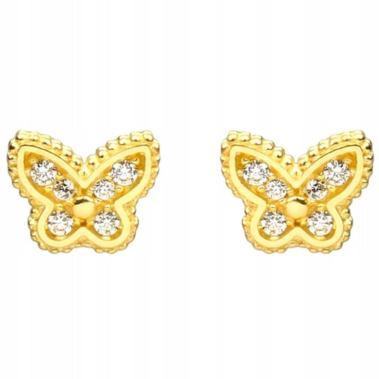 Złote Kolczyki Motylki z Cyrkoniami  Sztyft P.585 Inna marka