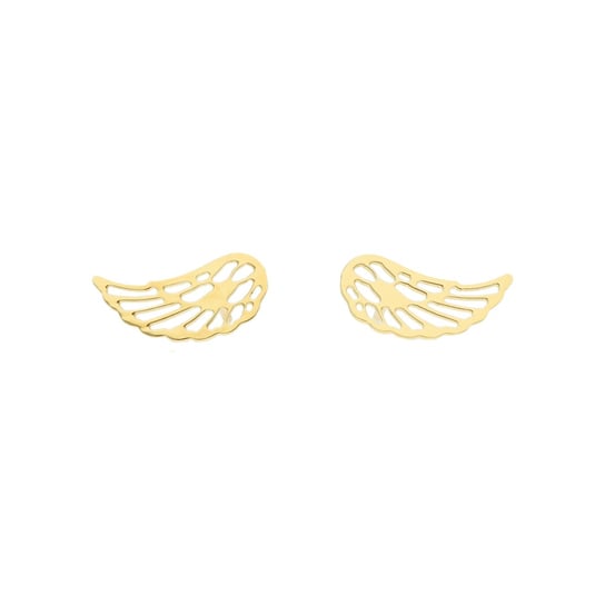 Złote kolczyki skrzydła anioła na sztyft 585 14k Rosanto