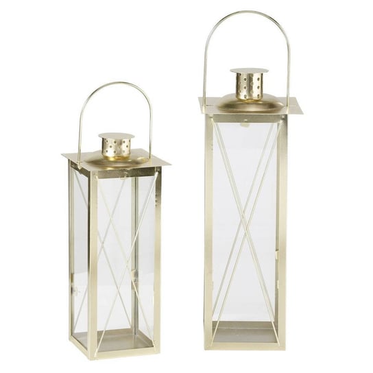 Złote lampiony FAROL, 2 metalowe latarenki Boltze Home