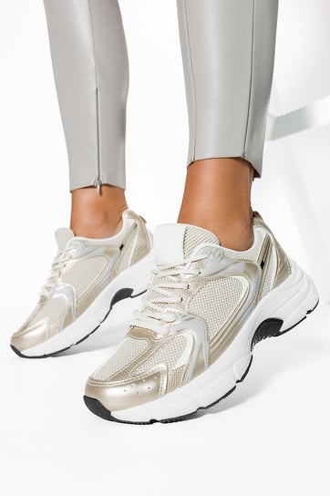 Złote sneakersy damskie buty sportowe na platformie sznurowane Casu GA8052-5-36 Casu