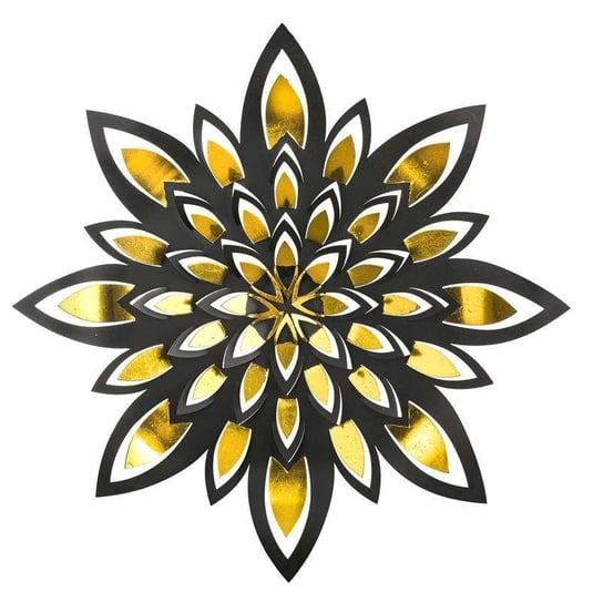 Złoto-Czarny Kwiat Dekoracja Ścienna 60X60X3,5 Cm Art-Pol