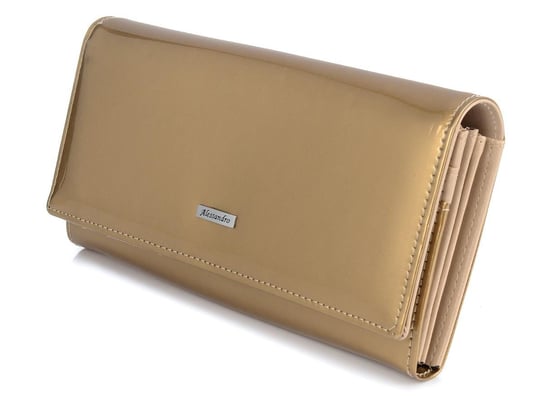 Złoty Alessandro duży portfel damski Eko pudełko suwak B03 żółty, złoty Alessandro Paoli