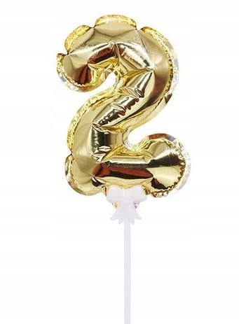 Złoty Balon Foliowy Tort Topper Urodziny Cyfra 2 Inna marka