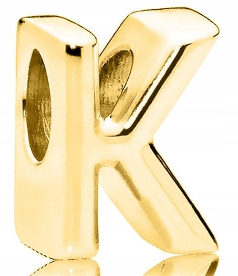 Złoty Charms Literka K Litera K zawieszka do bransoletek beads srebro 925 LAREZO