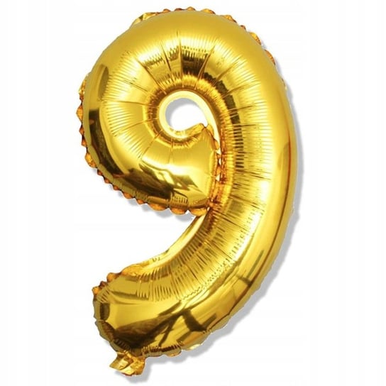 Złoty Duży Foliowy Balon Na Urodziny Cyfra 9 Inna marka