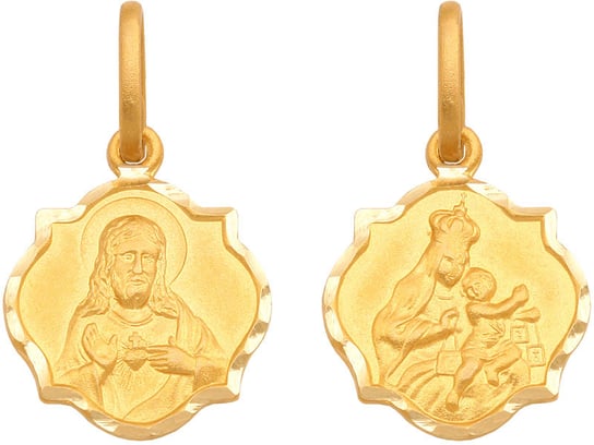 Złoty Dwustronny Szkaplerz Medalik 585 Chrzest Lovrin