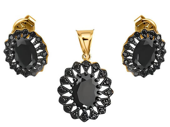Złoty komplet biżuterii 585 czarne markizy 3,49g Lovrin