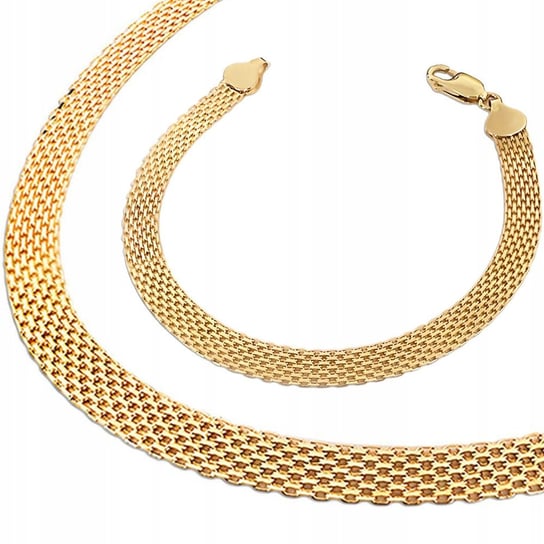 Złoty Komplet Biżuterii 585 Szeroki Bismark Elegancka Kolia Lovrin