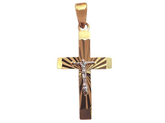 Złoty krzyż 333 z Jezusem białe złoto chrzest Lovrin